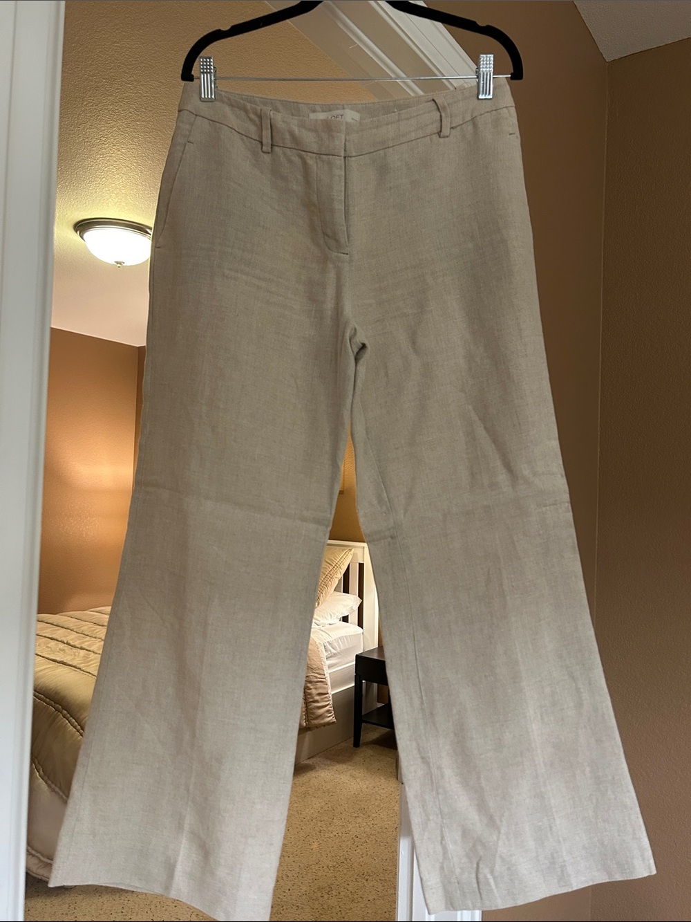 LOFT Wide Leg Pants in Light Beige